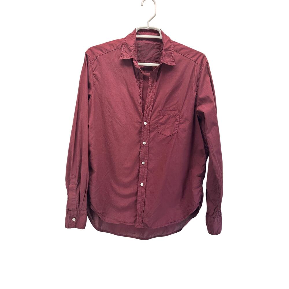 Frank & Eileen Relaxed Button Up Shirt Maroon Wine Small